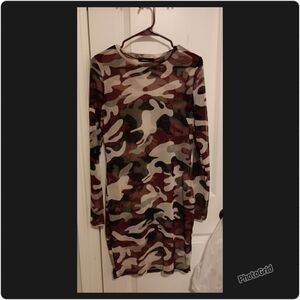 Forever 21 Maroon and White Mesh Swimsuit Cover